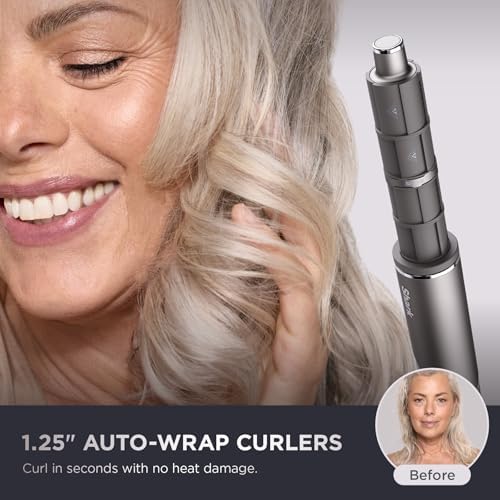 Shark FlexFusion Hair Straightener & Powerful Hair Dryer with Fusion Hair Brush  Ceramic Air Styler with Auto Wrap Hair Curlers  Concentrator  & FrizzFighter  Ceramic Plates  Metallic Mist  HD651S