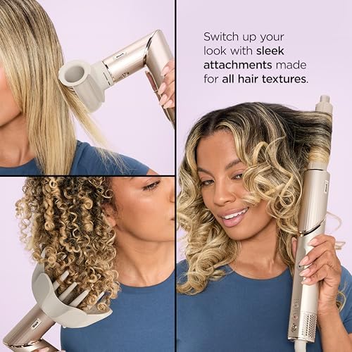 Shark FlexFusion Hair Straightener & Powerful Hair Dryer with Fusion Hair Brush  Ceramic Air Styler with Auto Wrap Hair Curlers  Concentrator  & FrizzFighter  Ceramic Plates  Metallic Mist  HD651S