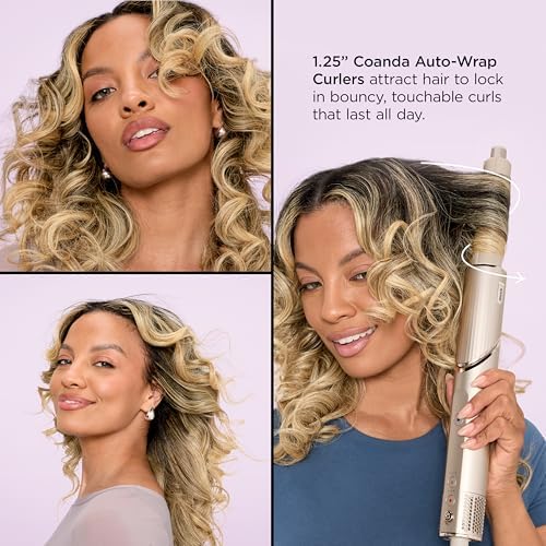 Shark FlexFusion Hair Straightener & Powerful Hair Dryer with Fusion Hair Brush  Ceramic Air Styler with Auto Wrap Hair Curlers  Concentrator  & FrizzFighter  Ceramic Plates  Metallic Mist  HD651S