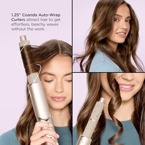 Shark FlexFusion Hair Straightener & Powerful Hair Dryer with Fusion Hair Brush  Ceramic Air Styler with Auto Wrap Hair Curlers  Concentrator  & FrizzFighter  Ceramic Plates  Metallic Mist  HD651S