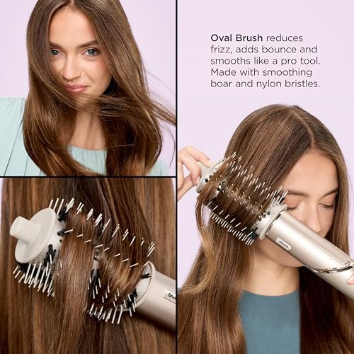 Shark FlexFusion Hair Straightener & Powerful Hair Dryer with Fusion Hair Brush  Ceramic Air Styler with Auto Wrap Hair Curlers  Concentrator  & FrizzFighter  Ceramic Plates  Metallic Mist  HD651S