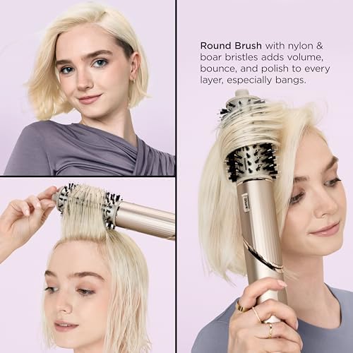 Shark FlexFusion Hair Straightener & Powerful Hair Dryer with Fusion Hair Brush  Ceramic Air Styler with Auto Wrap Hair Curlers  Concentrator  & FrizzFighter  Ceramic Plates  Metallic Mist  HD651S