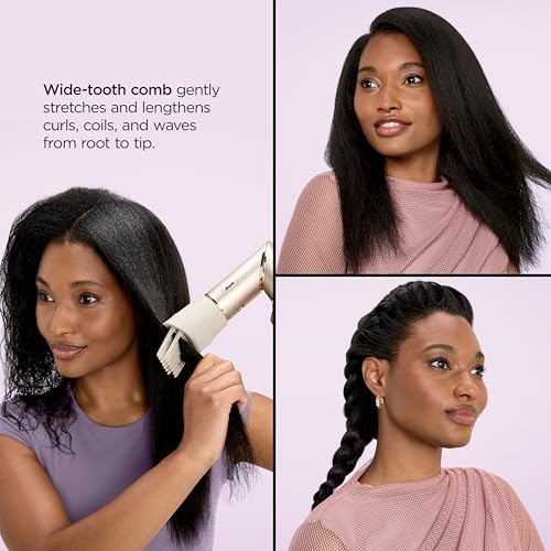 Shark FlexFusion Hair Straightener & Powerful Hair Dryer with Fusion Hair Brush  Ceramic Air Styler with Auto Wrap Hair Curlers  Concentrator  & FrizzFighter  Ceramic Plates  Metallic Mist  HD651S