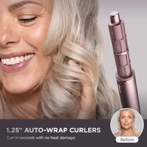 Shark FlexFusion Hair Straightener & Powerful Hair Dryer with Fusion Hair Brush  Ceramic Air Styler with Auto Wrap Hair Curlers  Concentrator  & FrizzFighter  Ceramic Plates  Metallic Mist  HD651S