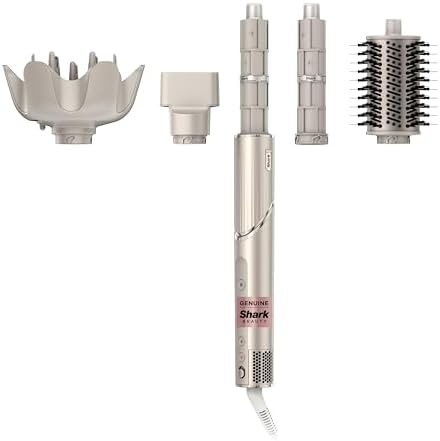 Shark FlexFusion Hair Straightener & Powerful Hair Dryer with Fusion Hair Brush  Ceramic Air Styler with Auto Wrap Curlers & Concentrator  Ceramic Plates  Cosmic Blush HD641S