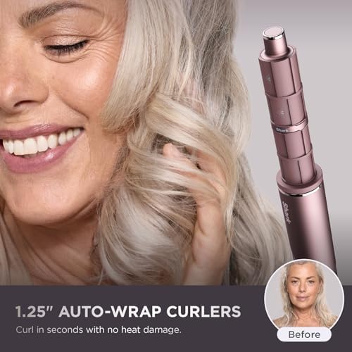 Shark FlexFusion Hair Straightener & Powerful Hair Dryer with Fusion Hair Brush  Ceramic Air Styler with Auto Wrap Curlers & Concentrator  Ceramic Plates  Cosmic Blush HD641S