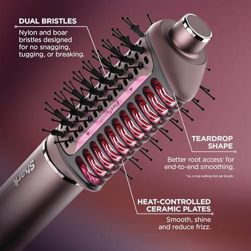 Shark FlexFusion Hair Straightener & Powerful Hair Dryer with Fusion Hair Brush  Ceramic Air Styler with Auto Wrap Curlers & Concentrator  Ceramic Plates  Cosmic Blush HD641S