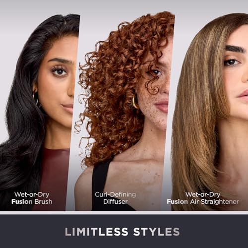 Shark Flex Fusion Hair Straightener & Powerful Hair Dryer with Fusion Hair Brush  Air Styler with Auto Wrap Hair Curlers  Concentrator  & Frizz Fighter  Metallic Mist  HD651S