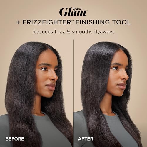 Shark Glam Ceramic & Powerful Air Styling & Drying System  with Silki Straightener & Shark Glossi Air Glosser  for Drying  Curling  Straightening & Glossing  Gold  HD6051S  Straight & Wavy Hair 