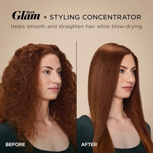 Shark Glam Ceramic & Powerful Air Styling & Drying System  with Silki Straightener & Shark Glossi Air Glosser  for Drying  Curling  Straightening & Glossing  Gold  HD6051S  Straight & Wavy Hair 