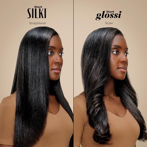 Shark Glam Ceramic & Powerful Air Styling & Drying System  with Silki Straightener & Shark Glossi Air Glosser  for Drying  Curling  Straightening & Glossing  Gold  HD6051S  Straight & Wavy Hair 