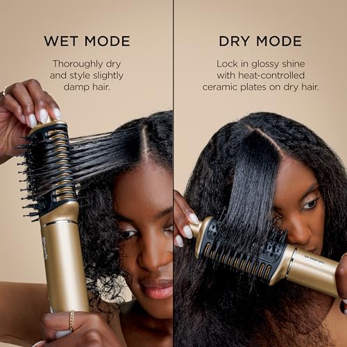 Shark Glam Ceramic & Powerful Air Styling & Drying System  with Silki Straightener & Shark Glossi Air Glosser  for Drying  Curling  Straightening & Glossing  Gold  HD6051S  Straight & Wavy Hair 