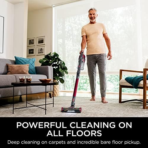 Shark IZ163H Pet Plus Cordless Stick Vacuum with Self Cleaning Brushroll and HEPA Filter  Lightweight Deep Cleaning Vacuum for Carpet and Hard Floors  Folds for Easy Storage  40 min Runtime  Raspberry