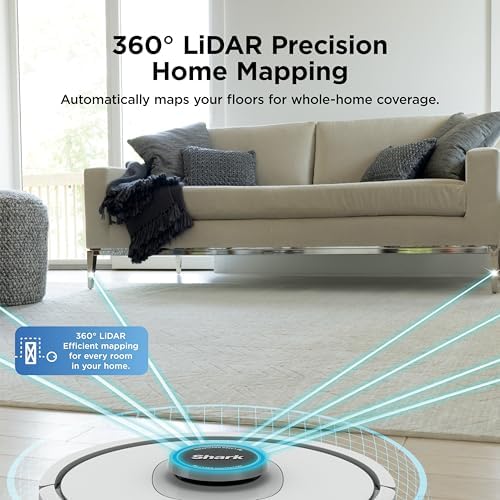 Shark Matrix Clean   Robot Vacuum Cleaner with Powerful Suction for Pet Hair  Rugs  Carpets & Hard Floors   Self Empty Base   60 Day Capacity   Voice Control   LiDAR Navigation   White   AV2511AE