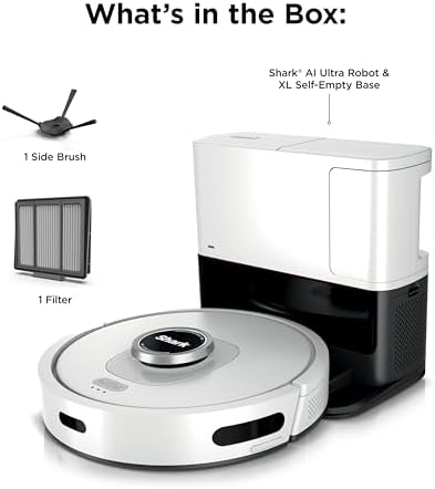 Shark Matrix Clean   Robot Vacuum Cleaner with Powerful Suction for Pet Hair  Rugs  Carpets & Hard Floors   Self Empty Base   60 Day Capacity   Voice Control   LiDAR Navigation   White   AV2511AE