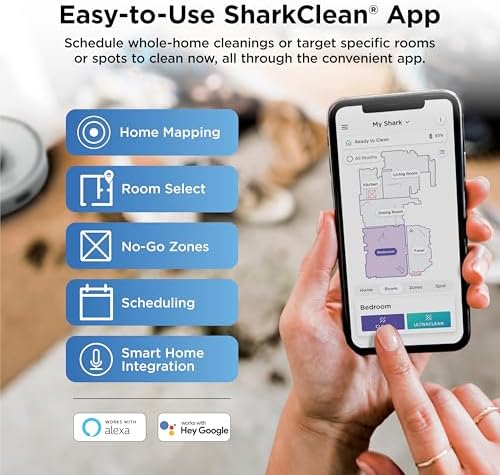 Shark Matrix Clean   Robot Vacuum Cleaner with Powerful Suction for Pet Hair  Rugs  Carpets & Hard Floors   Self Empty Base   60 Day Capacity   Voice Control   LiDAR Navigation   White   AV2511AE