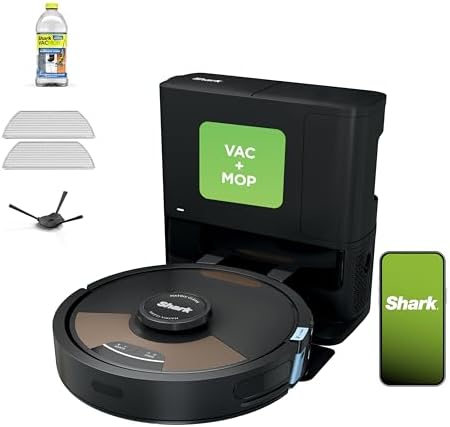 Shark Matrix Clean   Robot Vacuum Cleaner with Powerful Suction for Pet Hair  Rugs  Carpets & Hard Floors   Self Empty Base   60 Day Capacity   Voice Control   LiDAR Navigation   White   AV2511AE