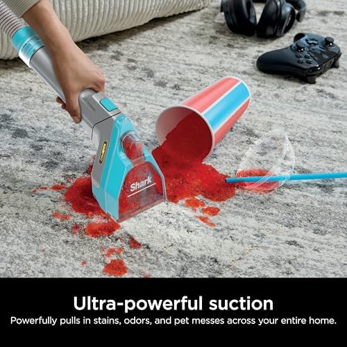 Shark StainStriker HairPro Portable Carpet  Upholstery & Area Rug Cleaner  Stain  Hair & Odor Remover  3 Tools & dual activated Solution  Teal  PX253BRN