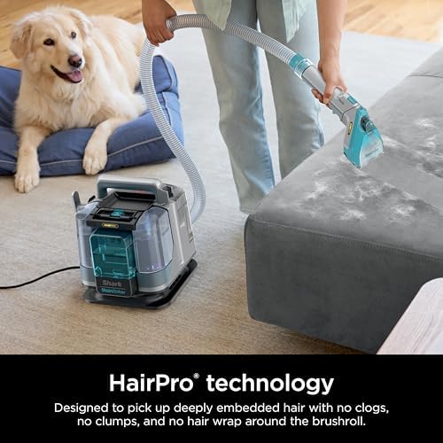 Shark StainStriker HairPro Portable Carpet  Upholstery & Area Rug Cleaner  Stain  Hair & Odor Remover  3 Tools & dual activated Solution  Teal  PX253BRN