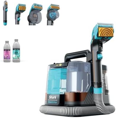 Shark StainStriker HairPro Portable Carpet  Upholstery & Area Rug Cleaner  Stain  Hair & Odor Remover  3 Tools & dual activated Solution  Teal  PX253BRN