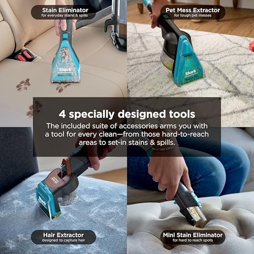 Shark StainStriker HairPro Portable Carpet  Upholstery and Rug Cleaner with Pet Mess and Hair Tools  Self Cleaning  4 Accessories  Solution  Copper