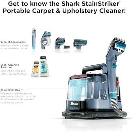 Shark StainStriker - Limpiador portátil para alfombras, tapicería y alfombras de área, herramienta XL de regalo y solución de limpieza de tamaño completo, removedor de manchas y olores, perfecto para