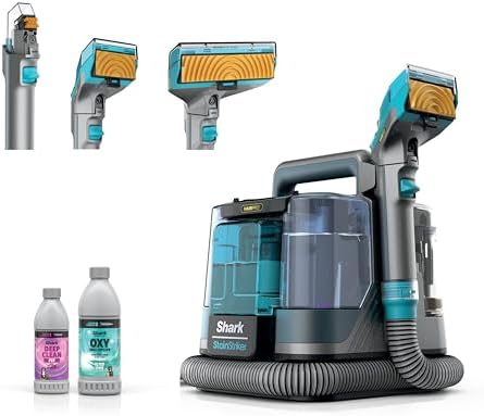 Shark StainStriker   Portable Carpet  Upholstery & Area Rug Cleaner   4 Tools   Bonus Full Size Solutions   Powerful Stain & Odor Remover   Deep Clean & OXY Solutions   Blue   PX202BRN