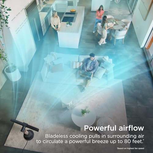 Shark TurboBlade Fan Ultra customizable bladeless tower fan  pivots  twists  oscillates 180   circulates and propels air  10 noise levels   10 speeds  easy to clean  charcoal  TF202S