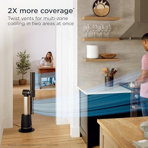 Shark TurboBlade Fan Ultra customizable bladeless tower fan  pivots  twists  oscillates 180   circulates and propels air  10 noise levels   10 speeds  easy to clean  charcoal  TF202S