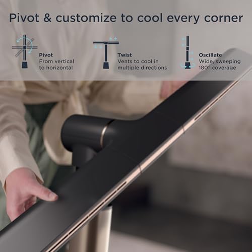 Shark TurboBlade Fan Ultra customizable bladeless tower fan  pivots  twists  oscillates 180   circulates and propels air  10 noise levels   10 speeds  easy to clean  charcoal  TF202S