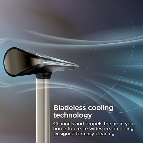 Shark TurboBlade Fan Ultra customizable bladeless tower fan  pivots  twists  oscillates 180   circulates and propels air  10 noise levels   10 speeds  easy to clean  charcoal  TF202S