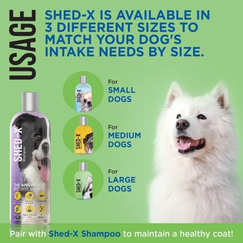 Shed X Liquid Dog Supplement 32oz   100  Natural   Helps Dog Shedding Fish Oil for Dogs Supports Skin & Coat Dog Oil for Food with Essential Fatty Acids Vitamins and Minerals  Pack of 2 
