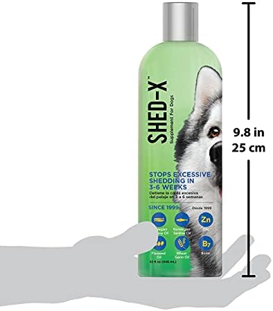 Shed X Liquid Dog Supplement 32oz   100  Natural   Helps Dog Shedding Fish Oil for Dogs Supports Skin & Coat Dog Oil for Food with Essential Fatty Acids Vitamins and Minerals  Pack of 2 