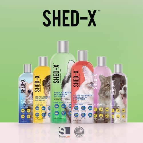 Shed X Liquid Dog Supplement 32oz   100  Natural   Helps Dog Shedding Fish Oil for Dogs Supports Skin & Coat Dog Oil for Food with Essential Fatty Acids Vitamins and Minerals  Pack of 2 