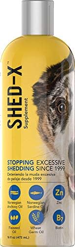 Shed X Liquid Dog Supplement 32oz   100  Natural   Helps Dog Shedding Fish Oil for Dogs Supports Skin & Coat Dog Oil for Food with Essential Fatty Acids Vitamins and Minerals  Pack of 2 