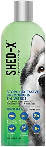 Shed X Liquid Dog Supplement 32oz   100  Natural   Helps Dog Shedding Fish Oil for Dogs Supports Skin & Coat Dog Oil for Food with Essential Fatty Acids Vitamins and Minerals  Pack of 2 