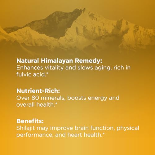 Gomitas Shilajit de 1000 mg | Resina pura Shilajit para energía, cerebro e inmunidad | Suplemento para hombres y mujeres | Sin azúcar, veganas, sin gluten | Sabor natural a bayas,