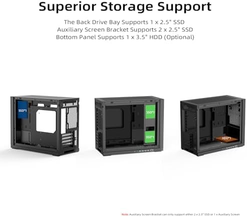 Shiny Snake G600 MATX Gaming Case with 11 3 Auxiliary Screen   Wood Front Panel   Tempered Glass   34L Mirco Form Factor   Compatible with RX9070XT / RTX 5090   Walnut Black