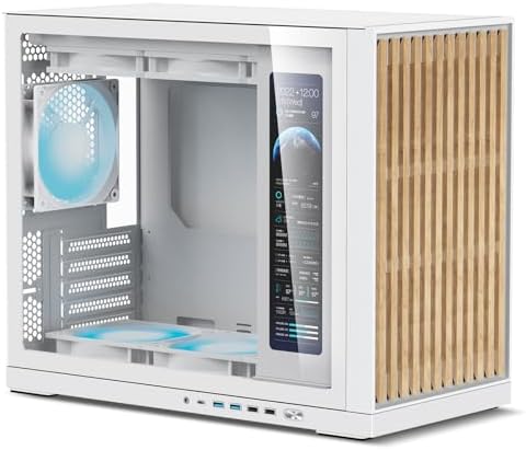 Shiny Snake G600 MATX Gaming Case with 11 3 Auxiliary Screen   Wood Front Panel   Tempered Glass   34L Mirco Form Factor   Compatible with RX9070XT / RTX 5090   Walnut Black