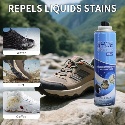Spray protector de zapatos, Nano impermeable para zapatos y tenis, repelente al agua invisible y protector de manchas para cuero, nobuck, lona y tela, 10.15 onzas