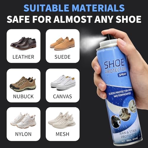 Spray protector de zapatos, Nano impermeable para zapatos y tenis, repelente al agua invisible y protector de manchas para cuero, nobuck, lona y tela, 10.15 onzas