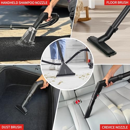 Shop Vacuum Wet and Dry  6 Gallon  5 5 Peak HP Power Suction  3 in 1 Stainless Steel Shop Vac with 4 5L Upholstery Shampoo Tank  Water Vacuum Cleaner Carpet Extractor  Red