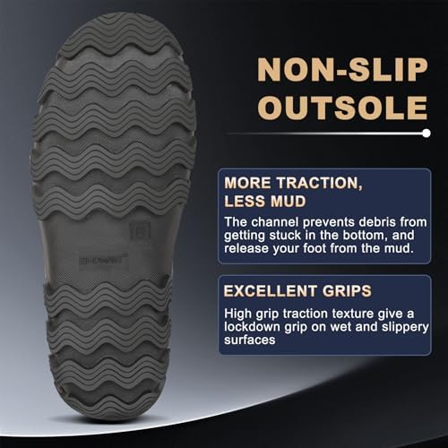 Talla 9 Showave Classic Mens Rubber Boots Waterproof Rain Boots Insulated Neoprene Boot Mud Boot for Farming Hunting Gardening Yard Chore Working