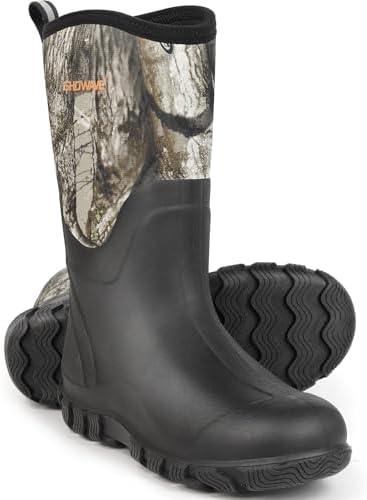 Talla 9 Showave Classic Mens Rubber Boots Waterproof Rain Boots Insulated Neoprene Boot Mud Boot for Farming Hunting Gardening Yard Chore Working