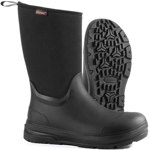 Showave Mens Rubber Boots Mid Calf Rain Boot Waterproof Insulated Durable Mud Boots For Working Gardening Hunting Farming Outdoor