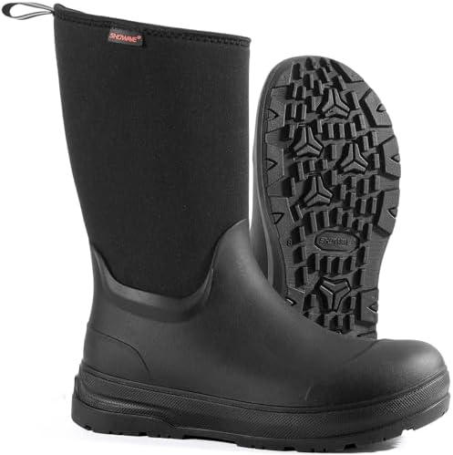 Talla 9 Men, Showave Mens Rubber Boots Mid Calf Rain Boot Waterproof Insulated Durable Mud Boots For Working Gardening Hunting Farming Outdoor
