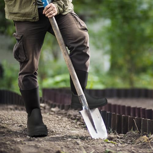 Talla 9 Men, Showave Mens Rubber Boots Mid Calf Rain Boot Waterproof Insulated Durable Mud Boots For Working Gardening Hunting Farming Outdoor