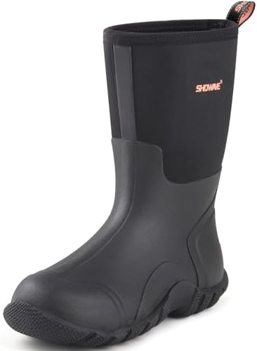 Talla 9 Showave Rain Boots Men Insulated Rubber Boots for Men Waterproof Mud Boot Slip On Garden Boot for Farming Hunting Fishing