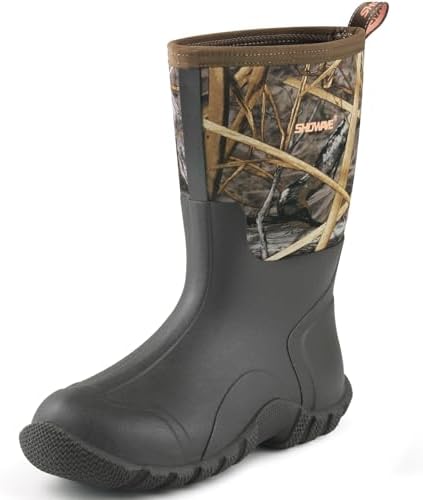 Talla 9 Showave Rain Boots Men Insulated Rubber Boots for Men Waterproof Mud Boot Slip On Garden Boot for Farming Hunting Fishing