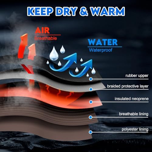 Talla 8 Men, Showave Rain Boots for Men Waterproof Insulated Rubber Neoprene Boots Heavy duty Mud Boot for Farming Raining Fishing Gardening Yard Work